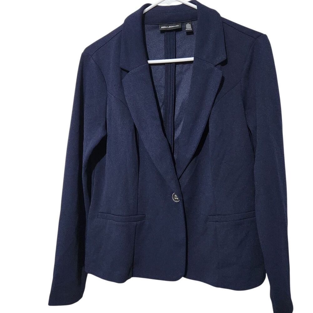 Nina Leonard Blazer Size Small Navy Blue Color One Button Lightweight. New - Picture 1 of 11